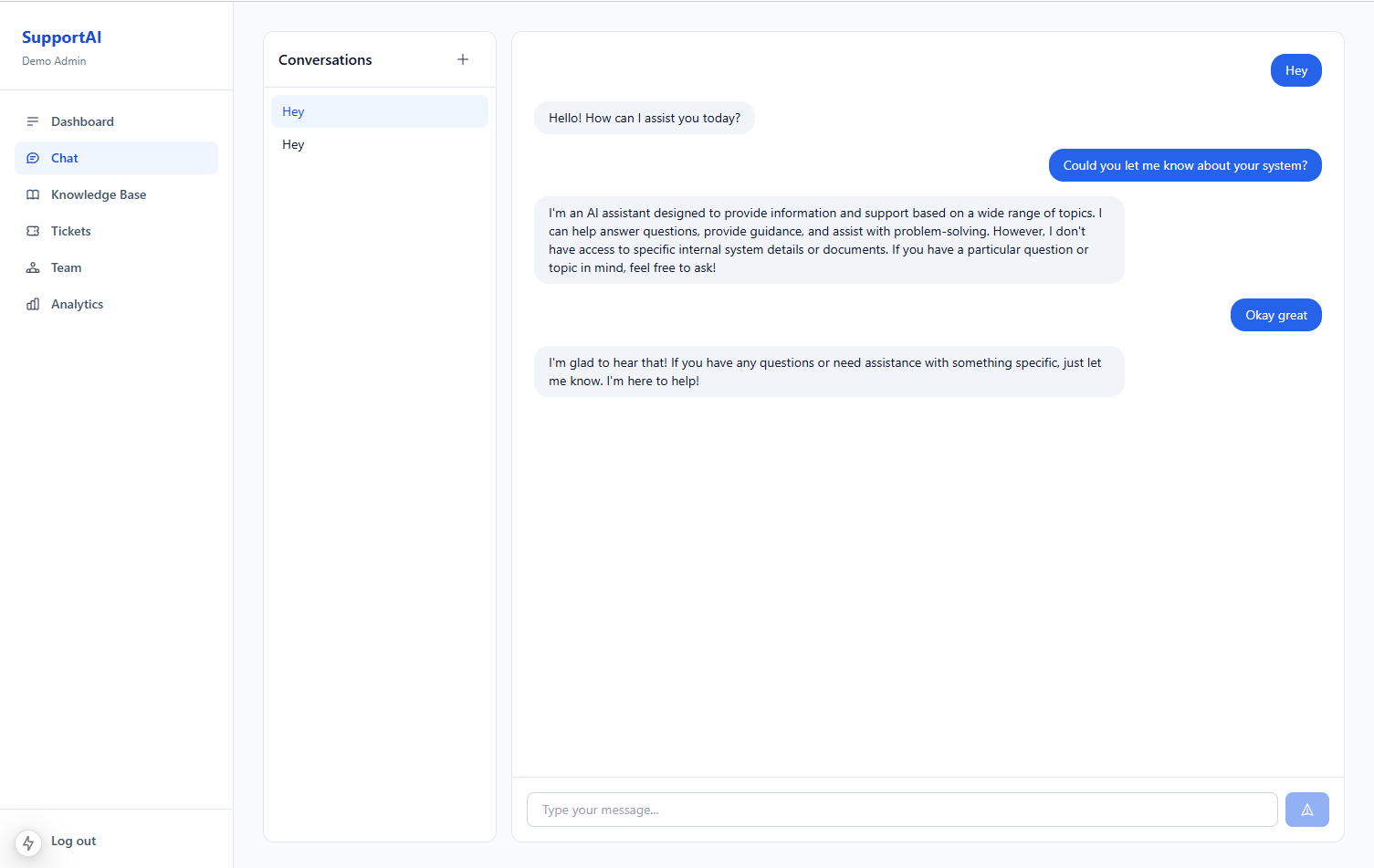 AI chat interface